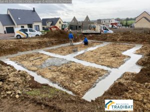 Fondation d'un chantier coulée